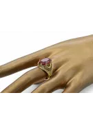 Vintage Biżuteria Pierścionek Rubin 14k żółte złoto vrc003y